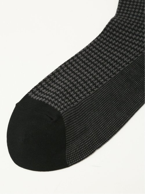 抗菌防臭 千鳥柄クルーソックス