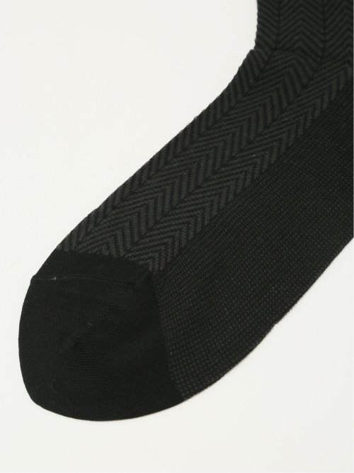 ストレッチ抗菌防臭 ヘリンボン柄クルーソックス