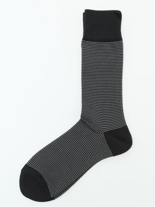 ストレッチ抗菌防臭 ボーダー柄クルーソックス