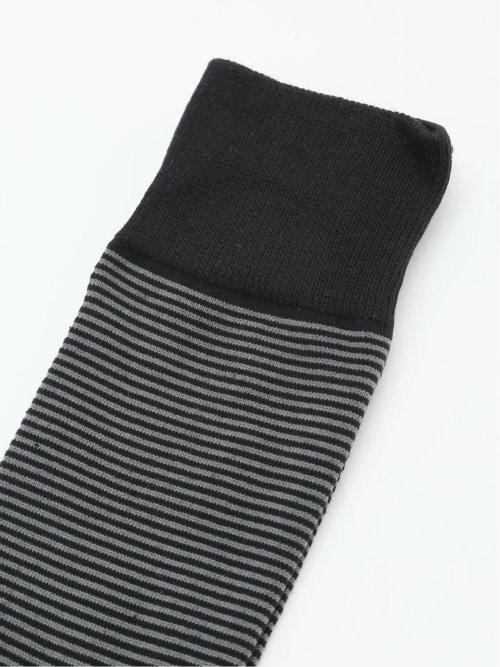 ストレッチ抗菌防臭 ボーダー柄クルーソックス