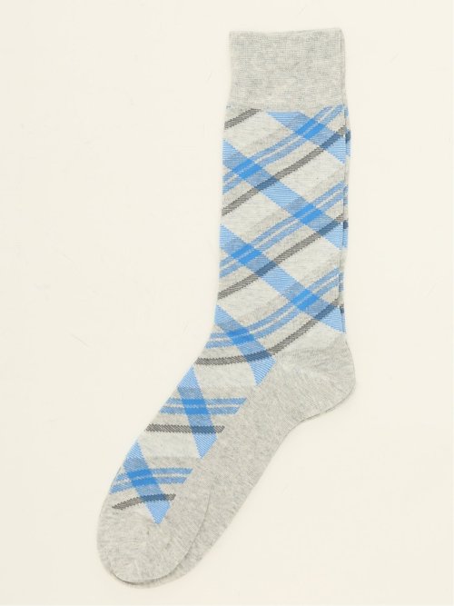 抗菌防臭 ダイヤチェック柄クルーソックス