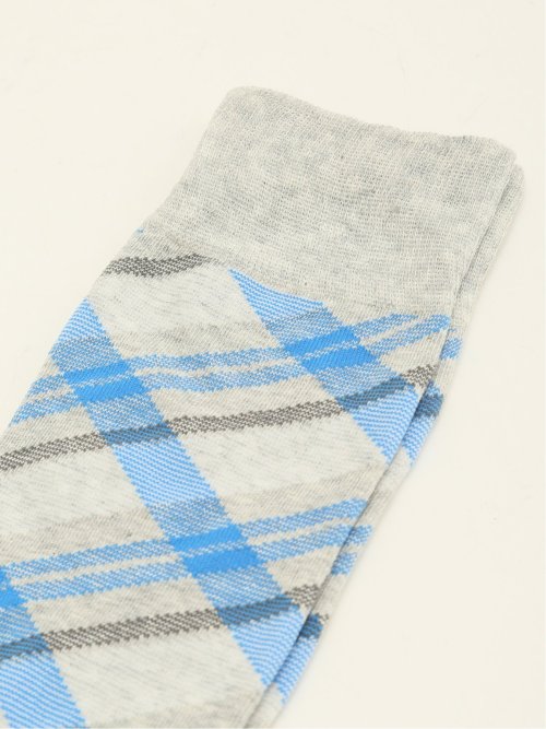 抗菌防臭 ダイヤチェック柄クルーソックス