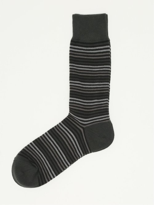 ストレッチ抗菌防臭 ボーダー柄クルーソックス