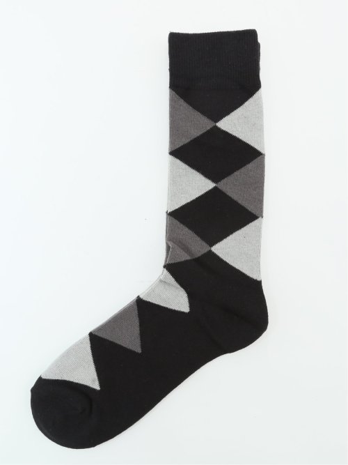 ストレッチ抗菌防臭 ダイヤ柄クルーソックス