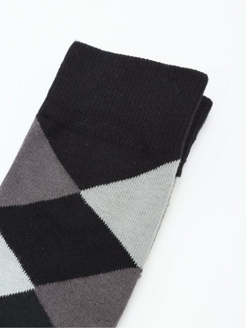 ストレッチ抗菌防臭 ダイヤ柄クルーソックス