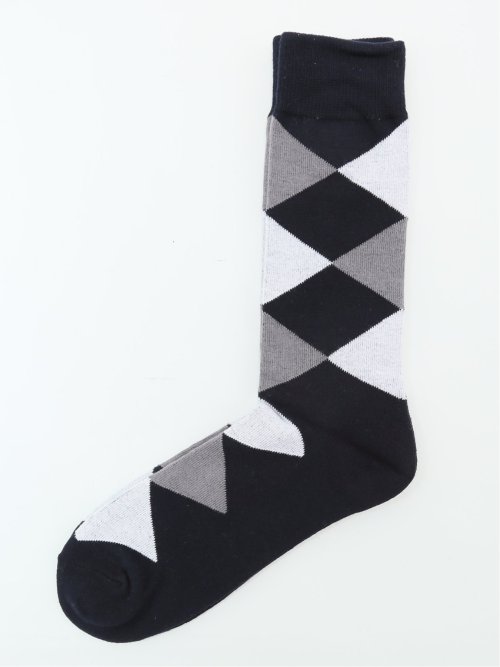 ストレッチ抗菌防臭 ダイヤ柄クルーソックス