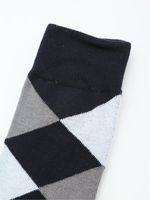 ストレッチ抗菌防臭 ダイヤ柄クルーソックス