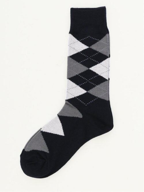 ストレッチ抗菌防臭 アーガイル柄クルーソックス