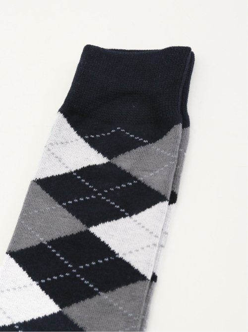 ストレッチ抗菌防臭 アーガイル柄クルーソックス