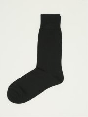 シルケット光沢 平無地クルーソックス