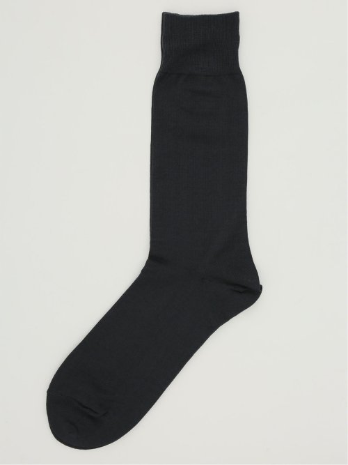 シルケット光沢 平無地クルーソックス