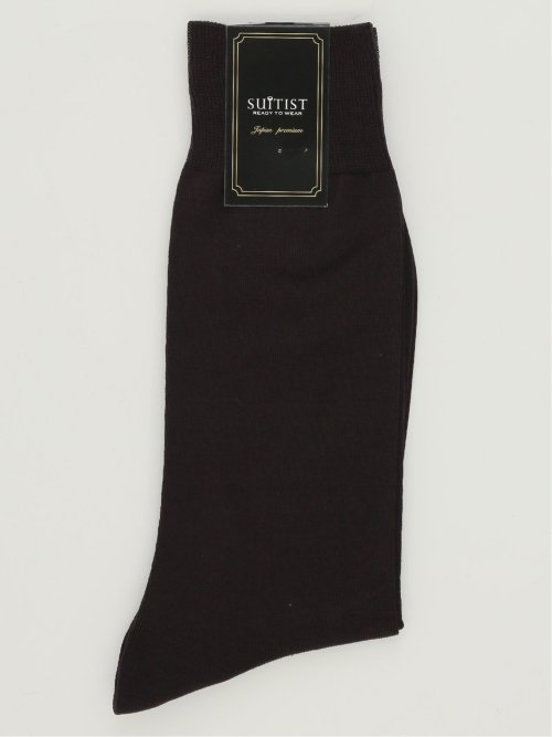 シルケット光沢 平無地クルーソックス