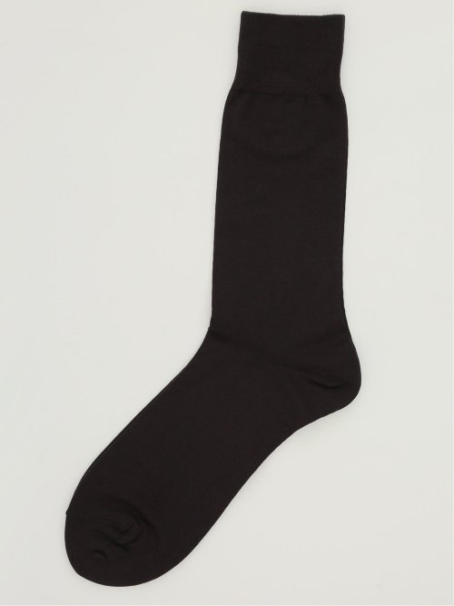 シルケット光沢 平無地クルーソックス