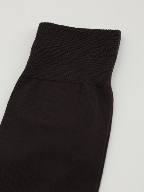 シルケット光沢 平無地クルーソックス