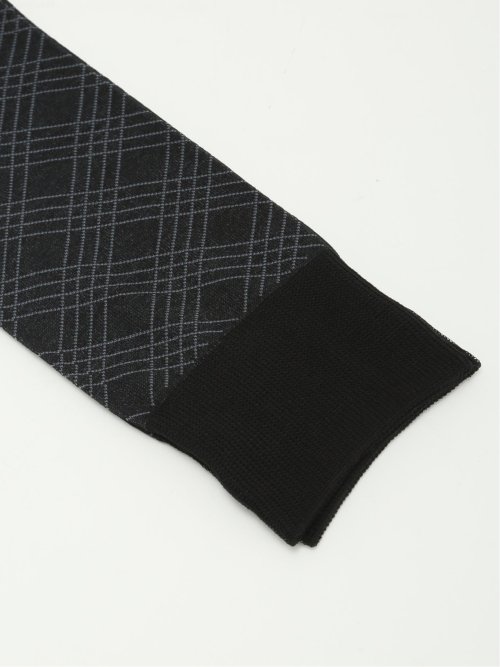 シルケット光沢 チェック柄クルーソックス