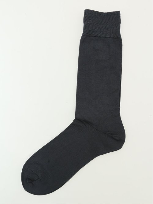 シルケット光沢 平無地クルーソックス