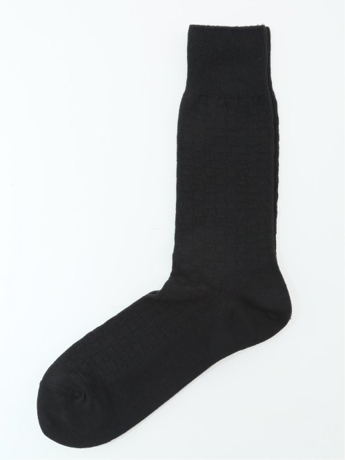 【大きいサイズ】グランバック/GRAND-BACK ストレッチ抗菌防臭 市松柄クルーソックス