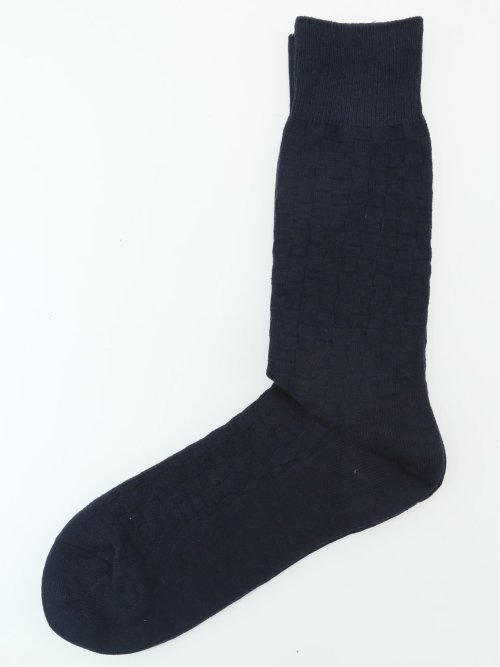 【大きいサイズ】グランバック/GRAND-BACK ストレッチ抗菌防臭 市松柄クルーソックス