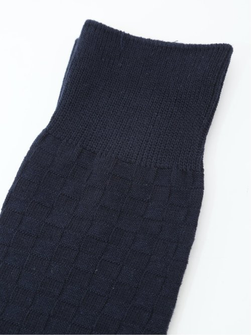【大きいサイズ】グランバック/GRAND-BACK ストレッチ抗菌防臭 市松柄クルーソックス
