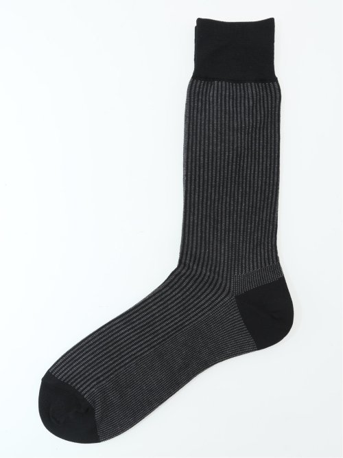 【大きいサイズ】グランバック/GRAND-BACK ストレッチ抗菌防臭 ストライプ柄クルーソックス