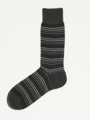 【大きいサイズ】グランバック/GRAND-BACK ストレッチ抗菌防臭 ボーダー柄クルーソックス