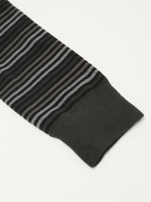 【大きいサイズ】グランバック/GRAND-BACK ストレッチ抗菌防臭 ボーダー柄クルーソックス