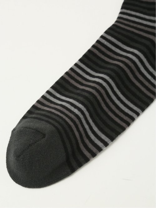 【大きいサイズ】グランバック/GRAND-BACK ストレッチ抗菌防臭 ボーダー柄クルーソックス