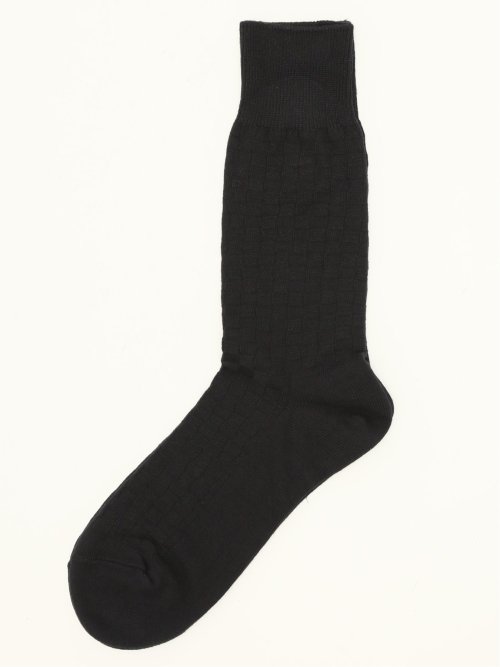 【大きいサイズ】グランバック/GRAND-BACK ストレッチ抗菌防臭 市松柄クルーソックス