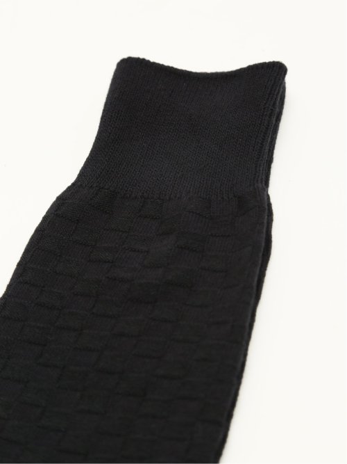 【大きいサイズ】グランバック/GRAND-BACK ストレッチ抗菌防臭 市松柄クルーソックス