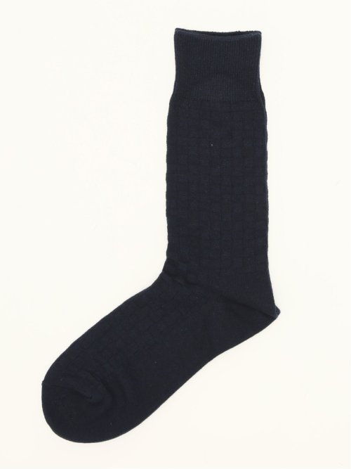 【大きいサイズ】グランバック/GRAND-BACK ストレッチ抗菌防臭 市松柄クルーソックス