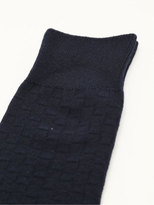 【大きいサイズ】グランバック/GRAND-BACK ストレッチ抗菌防臭 市松柄クルーソックス