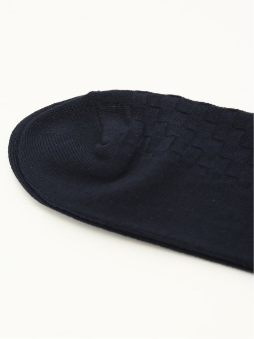 【大きいサイズ】グランバック/GRAND-BACK ストレッチ抗菌防臭 市松柄クルーソックス