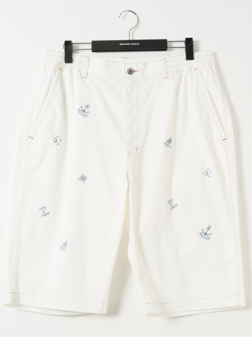 【新品】シナコバ　SINA COVA、上質　パンツ、2L、88、ホワイト 大きいサイズ】シナコバ/SINA COVA ストレッチ 飛び柄 ショート パンツ