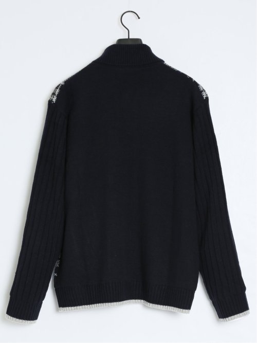 配色チェック柄 ドンキーネックニットアウター