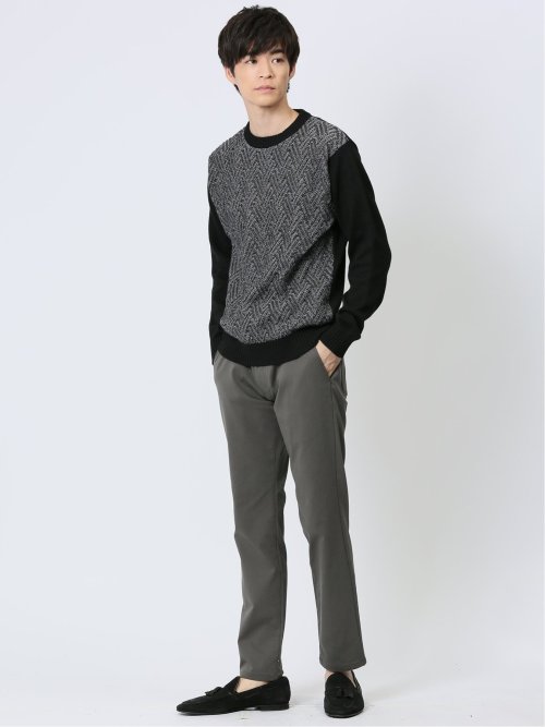二重臼柄 クルーネックニット