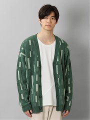幾何学柄 Vネック BIGニットカーディガン