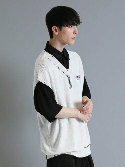 SD×PSYCHONATION ステッチダメージ BIGニットベスト