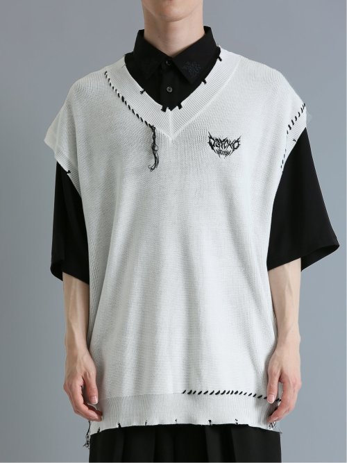 SD×PSYCHONATION ステッチダメージ BIGニットベスト