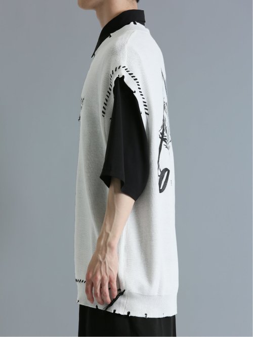 SD×PSYCHONATION ステッチダメージ BIGニットベスト