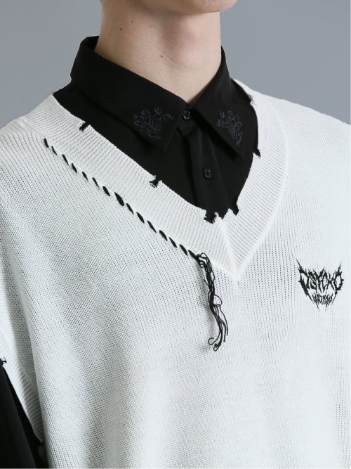 SD×PSYCHONATION ステッチダメージ BIGニットベスト