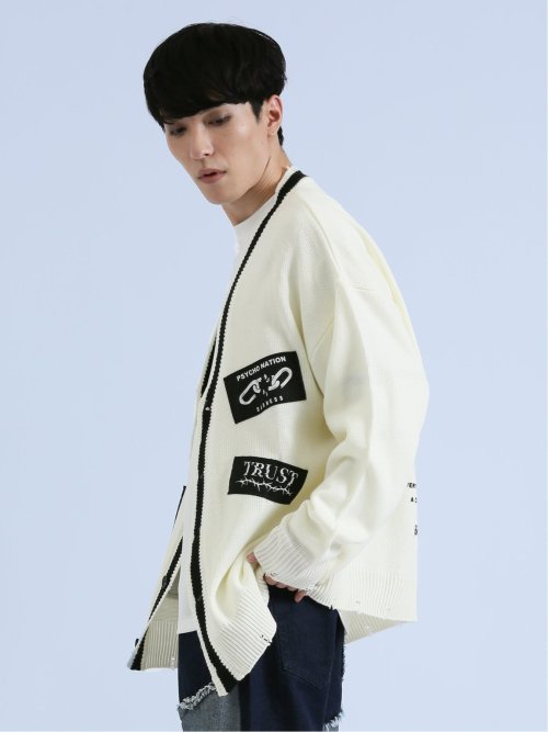 SD×PSYCHONATION アイコンワッペン ニットカーディガン