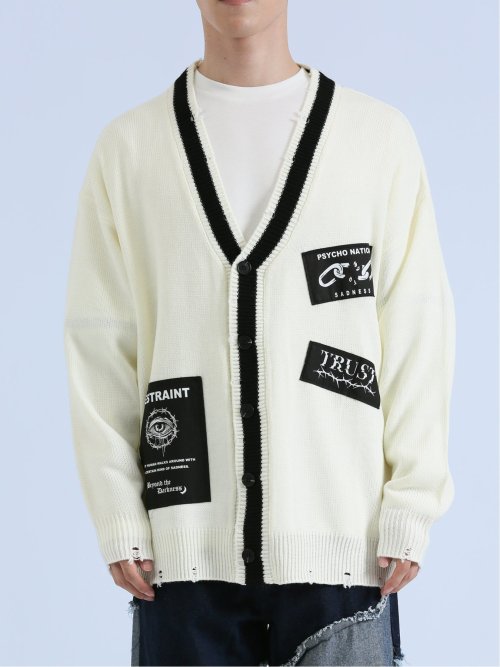 SD×PSYCHONATION アイコンワッペン ニットカーディガン