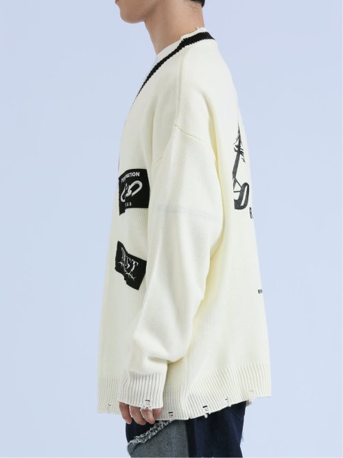 SD×PSYCHONATION アイコンワッペン ニットカーディガン