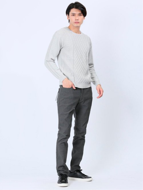 ストレッチウォッシャブル ふわもちケーブル編 クルーニット