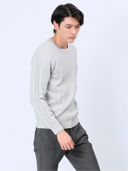 ストレッチウォッシャブル ふわもちケーブル編 クルーニット