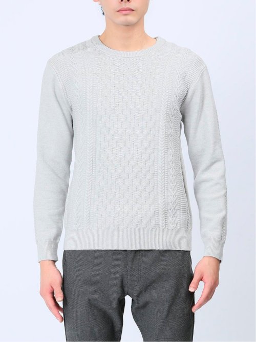 ストレッチウォッシャブル ふわもちケーブル編 クルーニット