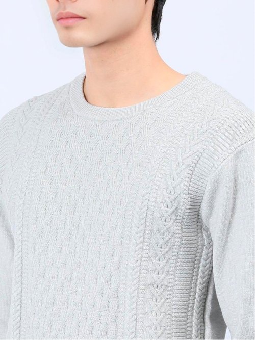 ストレッチウォッシャブル ふわもちケーブル編 クルーニット