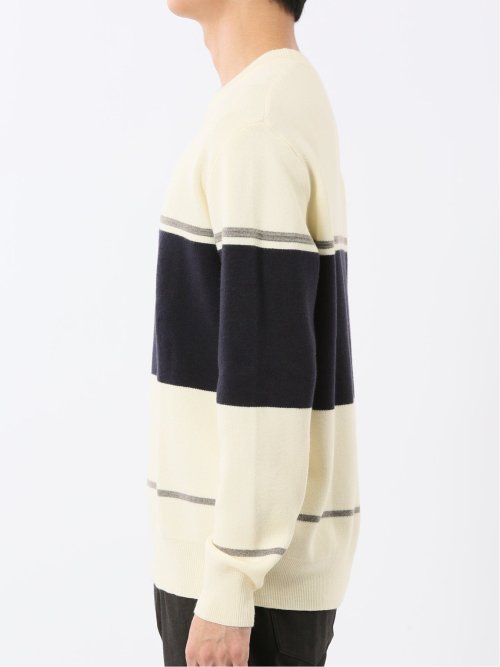 ウォッシャブル ストレッチ 配色切替 クルーニット