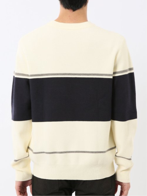 ウォッシャブル ストレッチ 配色切替 クルーニット