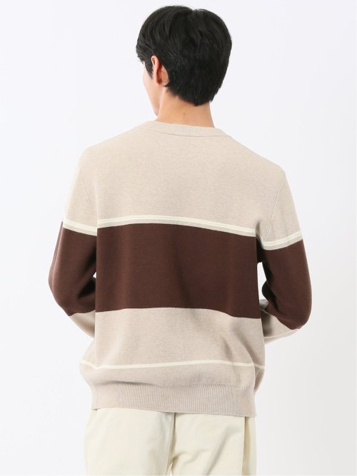 ウォッシャブル ストレッチ 配色切替 クルーニット